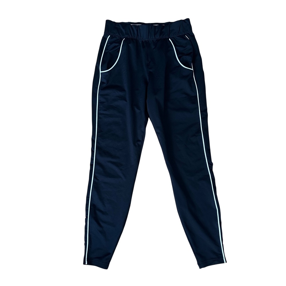 Gymshark Black Joggers Athletic Track Pants White Piping Logo Womens Small